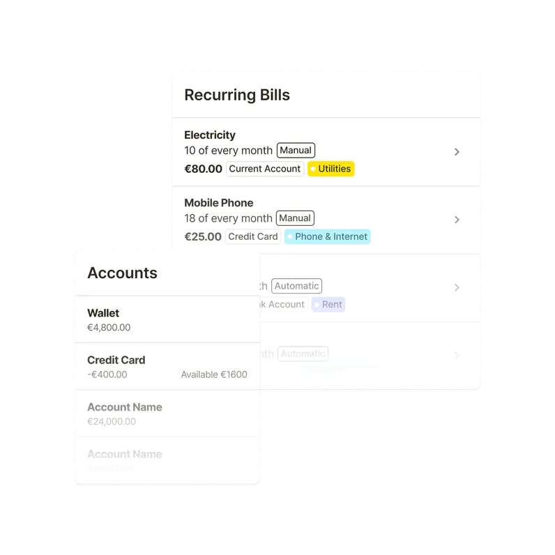 Unlimited Accounts, Bills & Recurrences